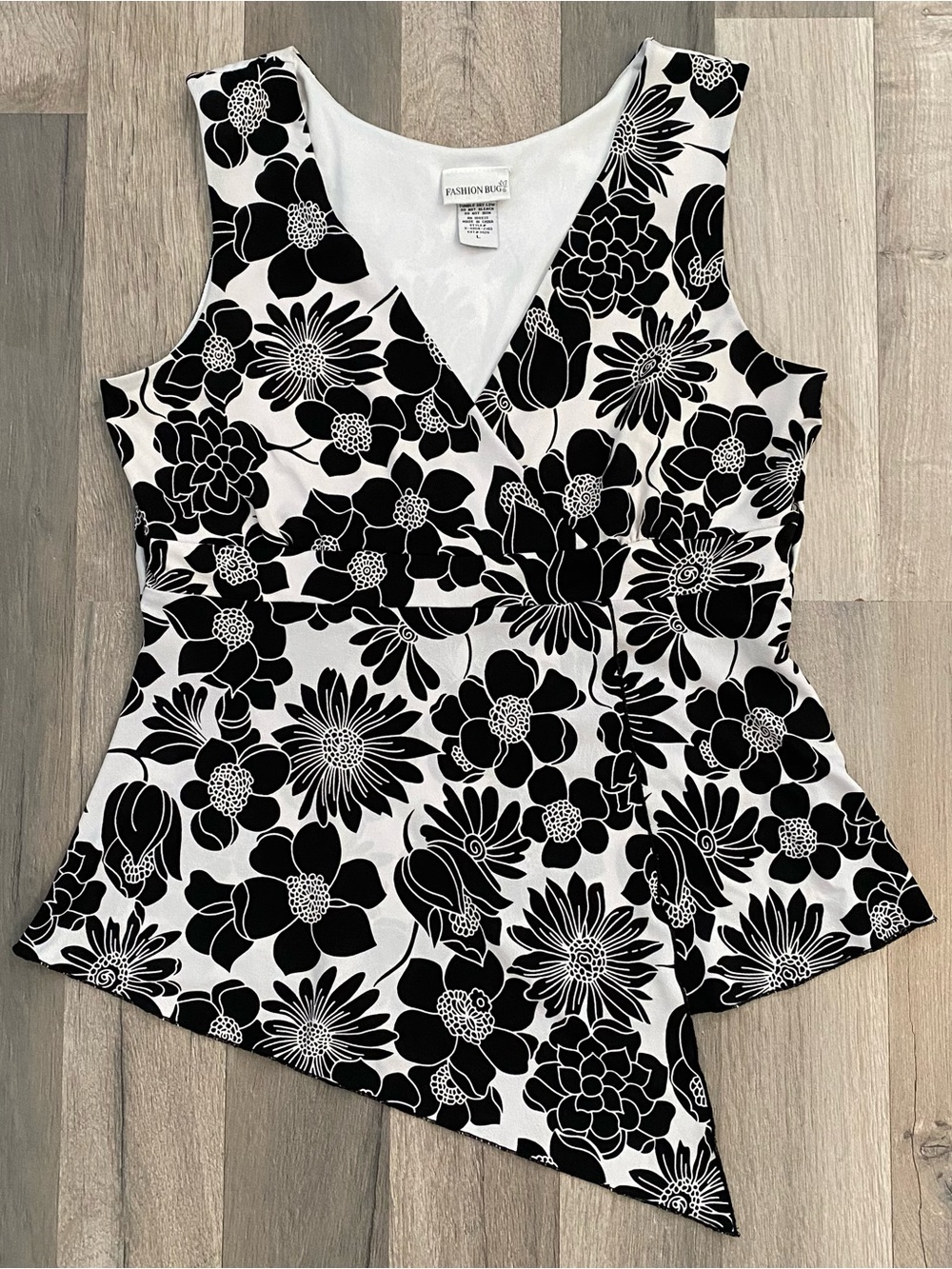 Vintage Y2K Floral Asymmetrical Babydoll V Neck Top Fairy Grunge Size Large